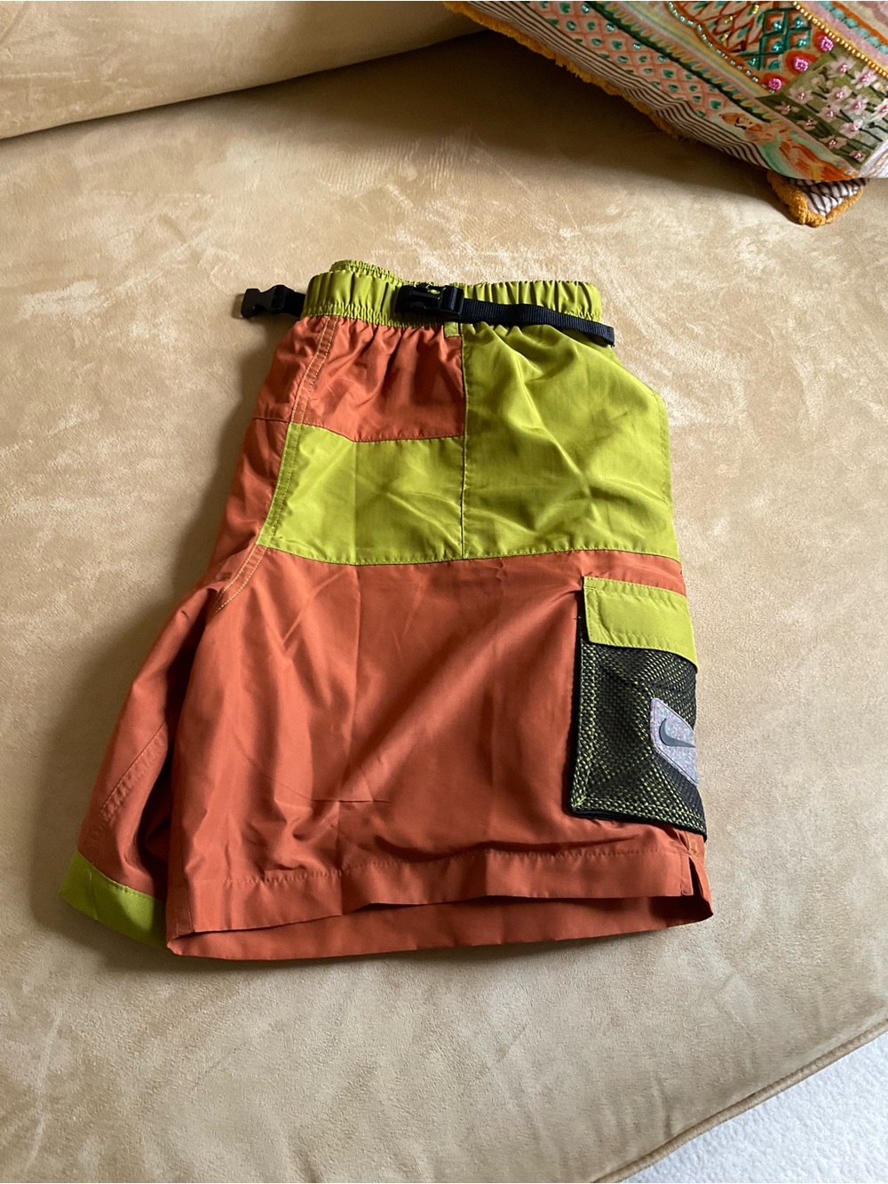 Nike Urban Outfitters Orange & Lime Green Patchwork Shorts